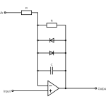 Wiring diagram showing soft clipping using an operational amplifier and diodes.