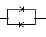 Wiring diagram showing diodes set up for symmetrical clipping.