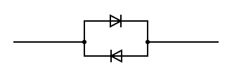 Wiring diagram showing diodes set up for symmetrical clipping.