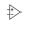 Wire diagram symbol for an operational amplifier.
