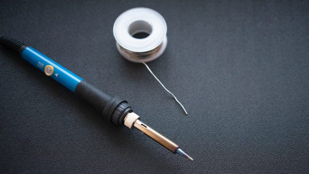 Soldering iron and solder.