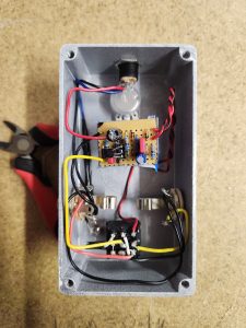 Internal wiring of a home made Lovepedal Champ guitar pedal.