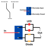 Wiring of a SPDT switch with an example of switching between clipping.