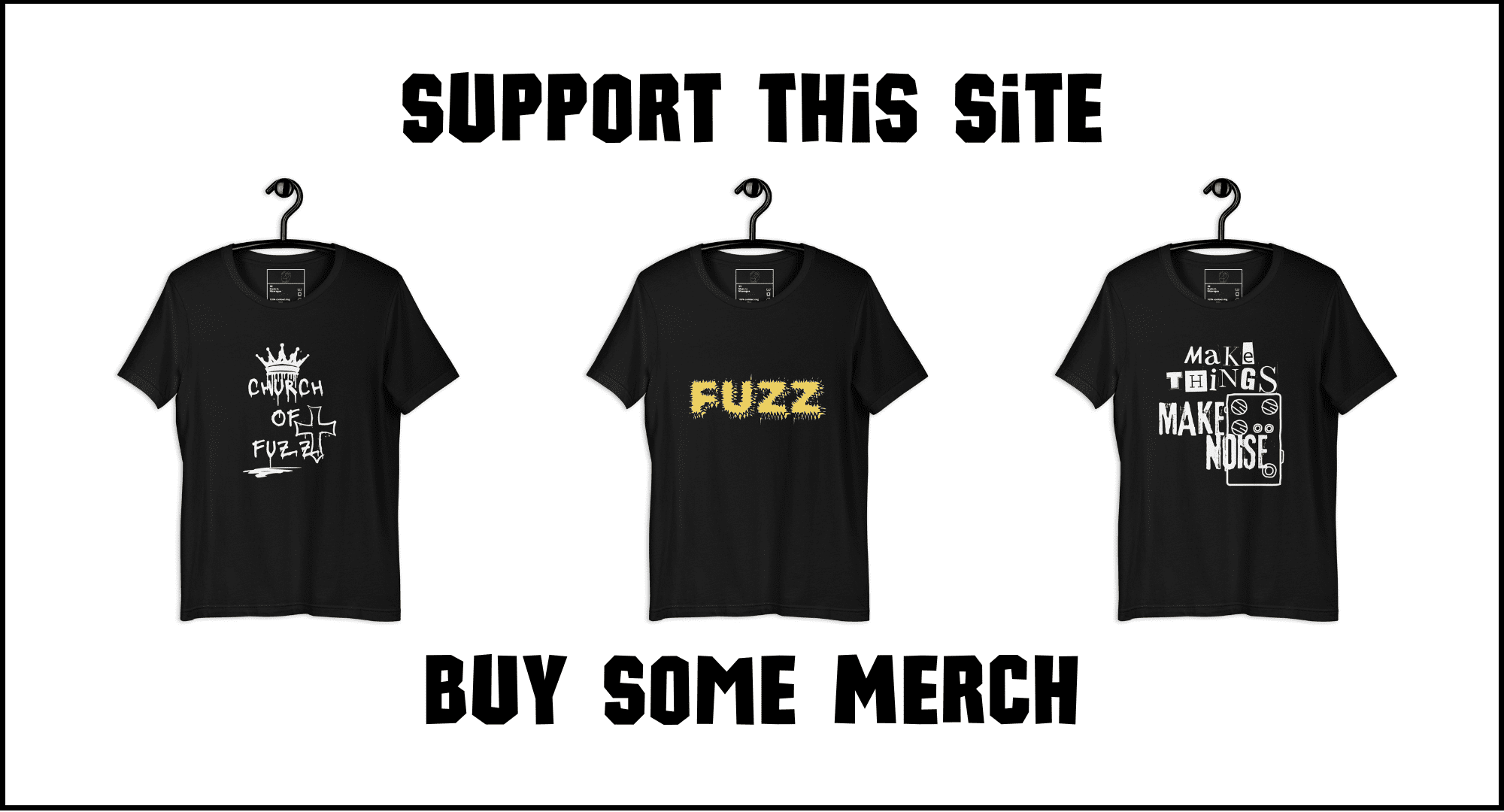 Advertisement to buy site merch.