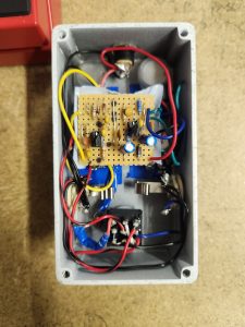 Inside wiring of a DIY Catalinbread Karma Suture guitar pedal.